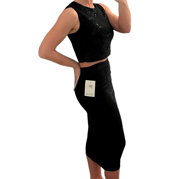 A.L.C. Rhinestone Leopard Two Piece Skirt Set Size 2 - Picture 2 of 12